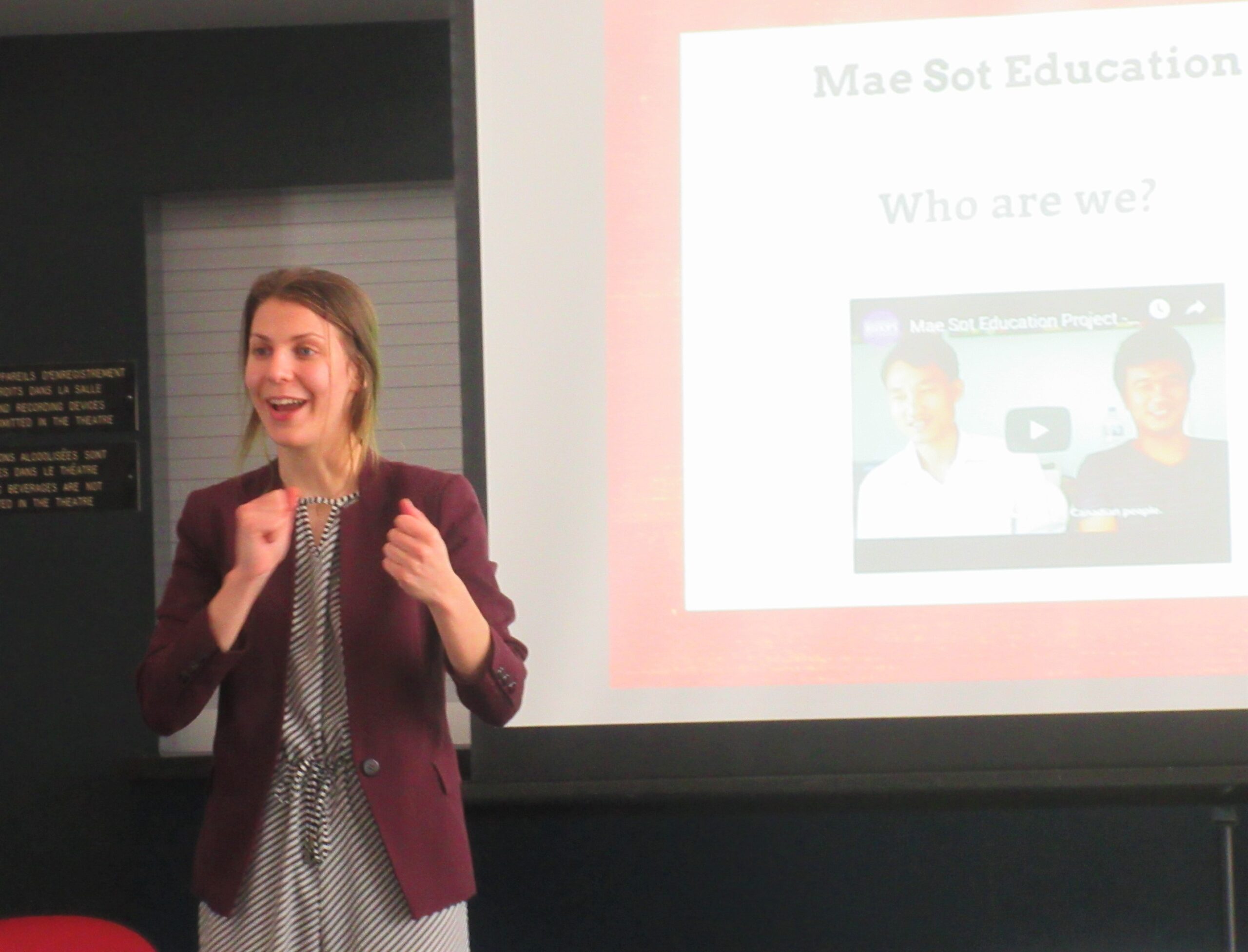 Dania talking to Champlain Students