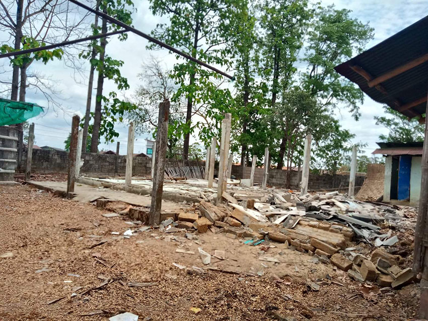 Parami school showing destruction by cyclone